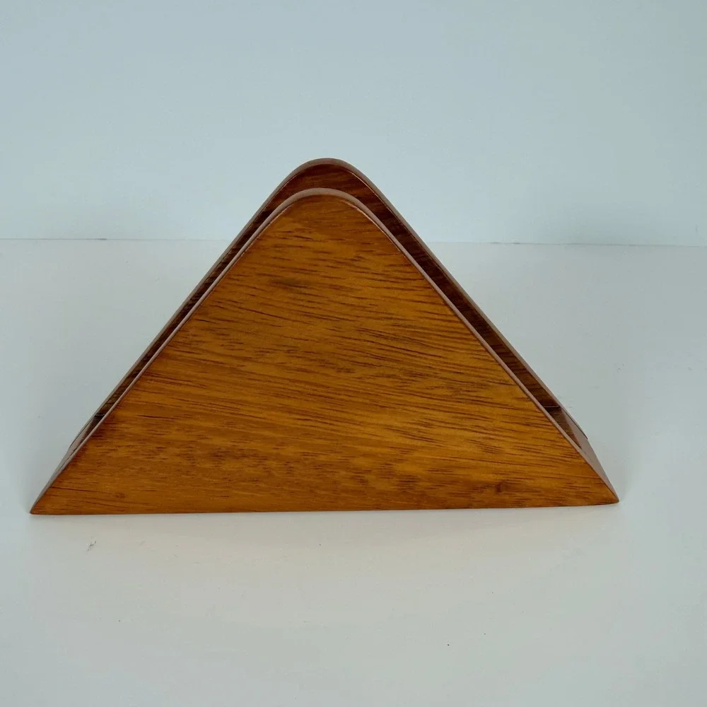 Vintage Wooden Napkin Holder with‎ Pewter Grape Cluster Accent Kitchen Decor